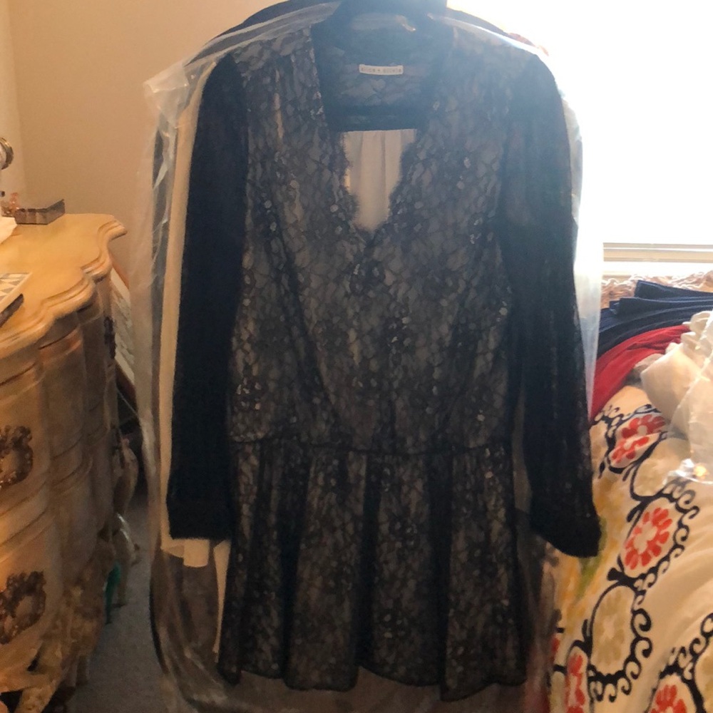 Alice and Olivia Drop Waist Lace Mini Dress